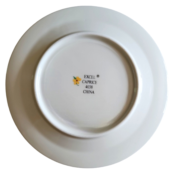 Vtg Salad Dessert Plate Excel Caprice (Green Trim) Floral EXCEL China - Picture 2 of 2